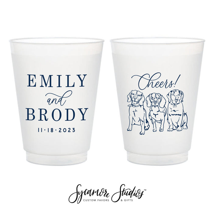 Can Cooler & Frosted Cup Package #214 - Custom Pet Illustration - Wedding Favor Pack, Wedding Favors, Wedding Cups, Pet Favors, Wedding Cups