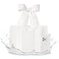 Case-Mate Ivory Pearl Bow Jelly Tote Bag with water splash effect on white background