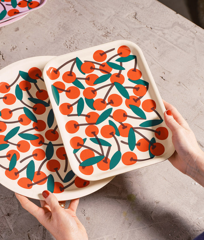 Cherries Small Rectangle Serving Tray