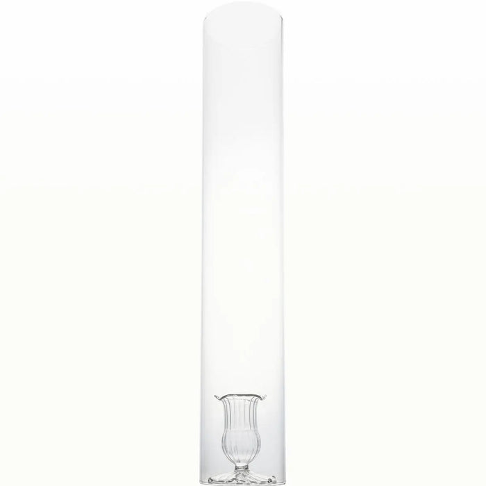 2-Piece Clear Candleholder with Cylinder – Clear or Gold Trim (Set of 4) - Villa Decor & Design