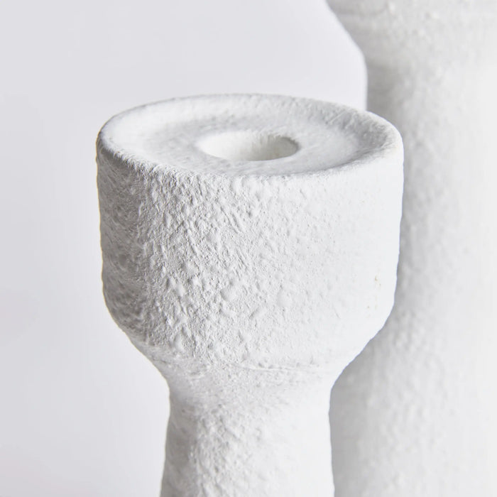 Colton Matte White Candlestands - Set of 2 Modern Terracotta Pillars Napa Home & Garden
