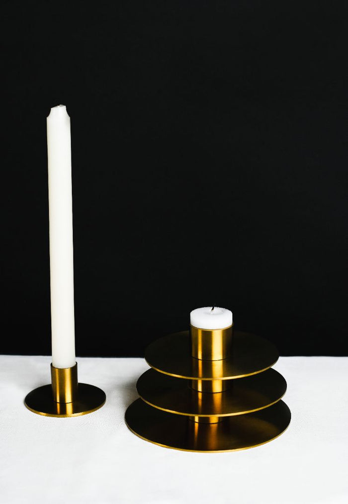 Concentra Brass Finish Tealight Candle Holder - [Small/Medium/Large]
