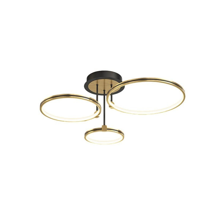 Concentric Rings Semi-Flush Mount Ceiling Light — Modern Gold LED Leather Detail 3 5 6 Ring | NordaLight