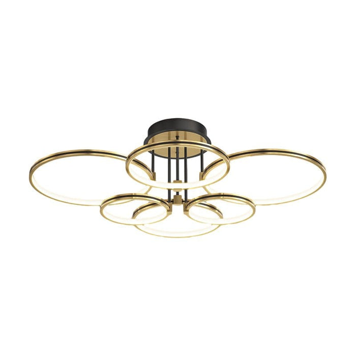 Concentric Rings Semi-Flush Mount Ceiling Light — Modern Gold LED Leather Detail 3 5 6 Ring | NordaLight