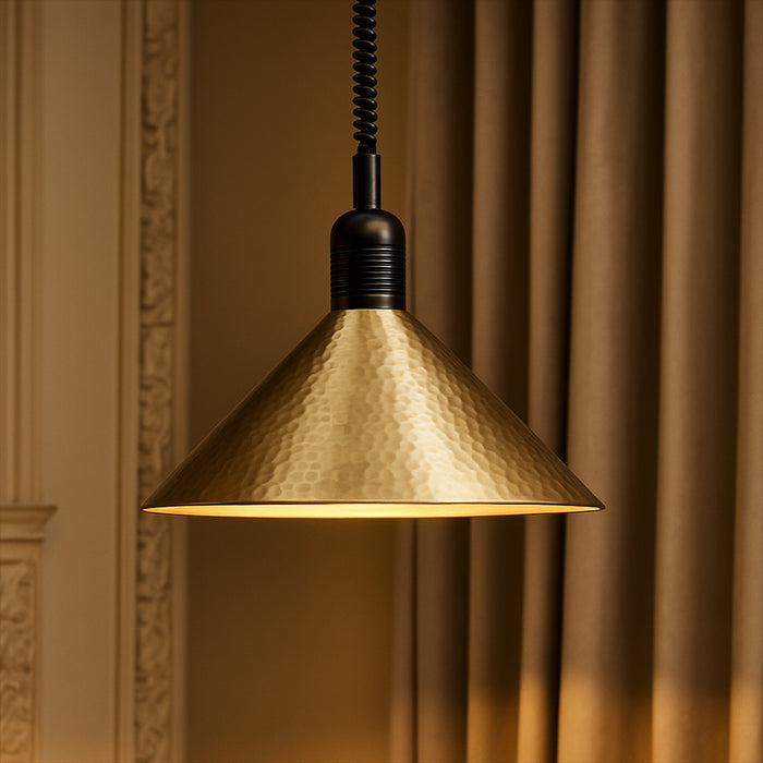 Conical Venus Pendant (Adjustable) With pully Beaten Aluminum