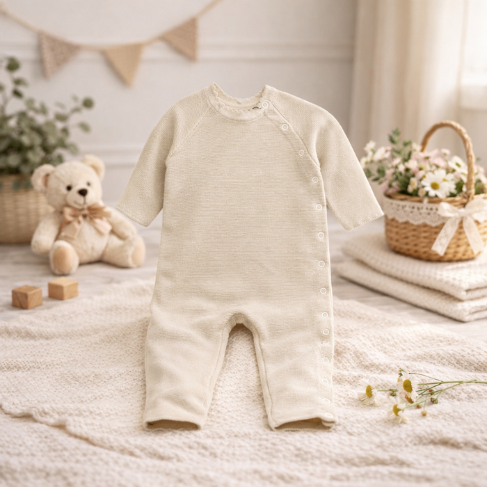 Cotton Baby Jumper with Side Buttons for 0-6 Months