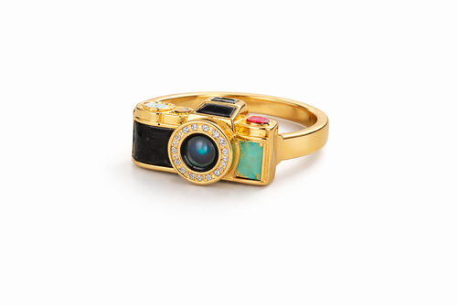 "Creative Pixel Perfect Ring – Handcrafted with Camera Design"