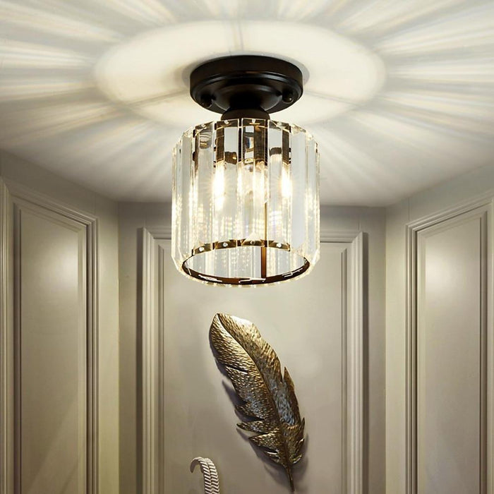 Crystal Semi-Flush Mount Ceiling Light — Nordic Modern Industrial Gold Black Round Square E26 E27 5 Inch | NordaLight