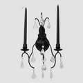 Crystal Teardrop Black Iron Wall Sconce Candelabra