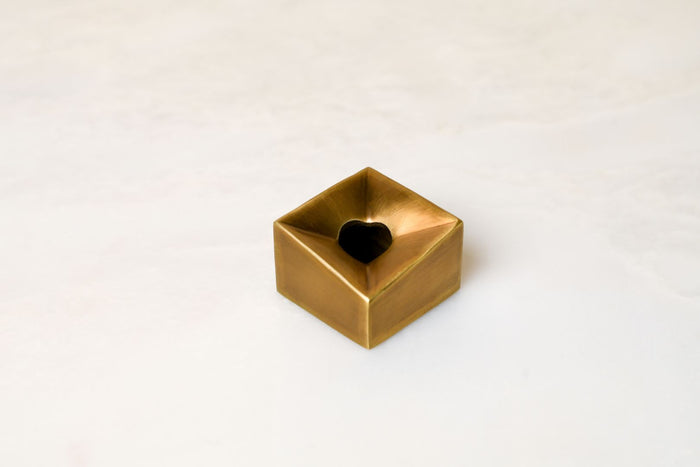 Cubo Facet Solid Brass Taper Candle Holder
