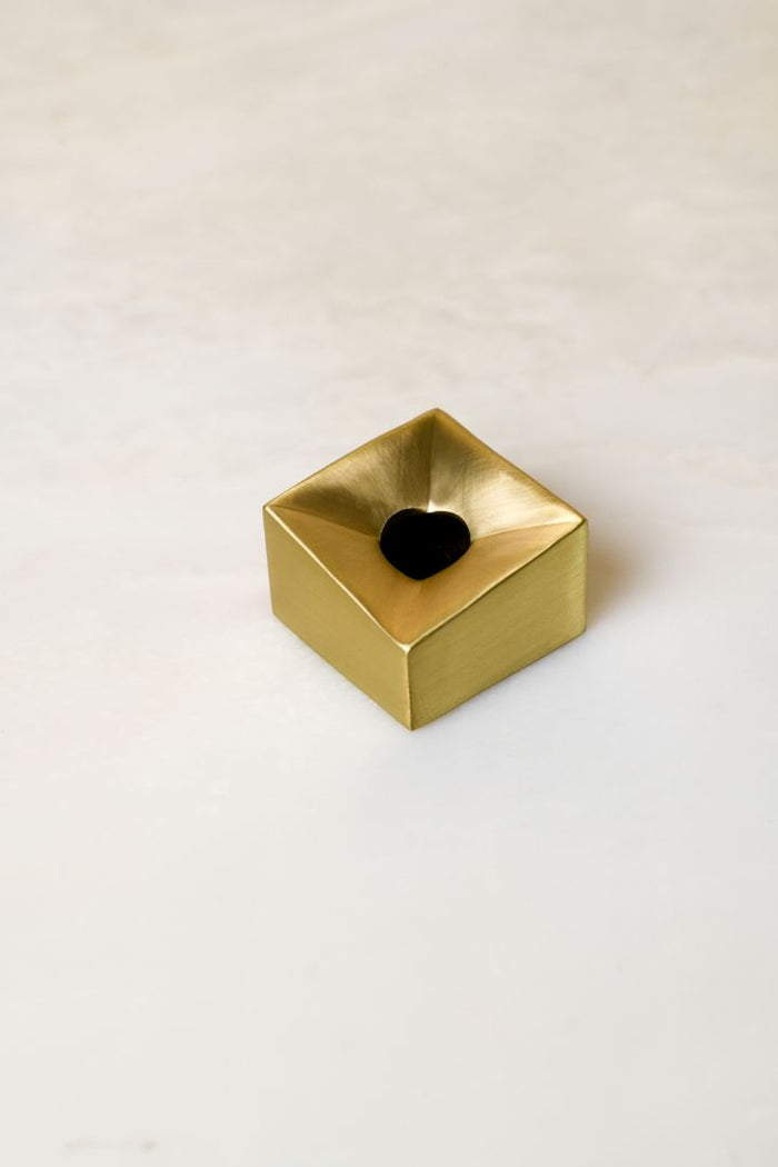 Cubo Facet Solid Brass Taper Candle Holder