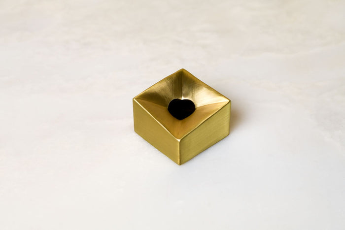 Cubo Facet Solid Brass Taper Candle Holder
