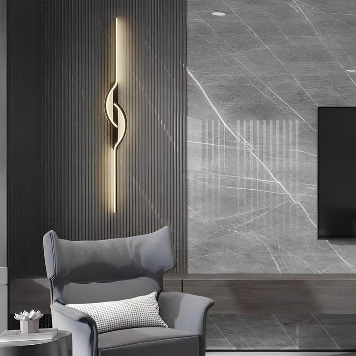 Curved Linear LED Wall Sconce Aluminum Silicone Dimmable 5 Sizes Black | NordaLight