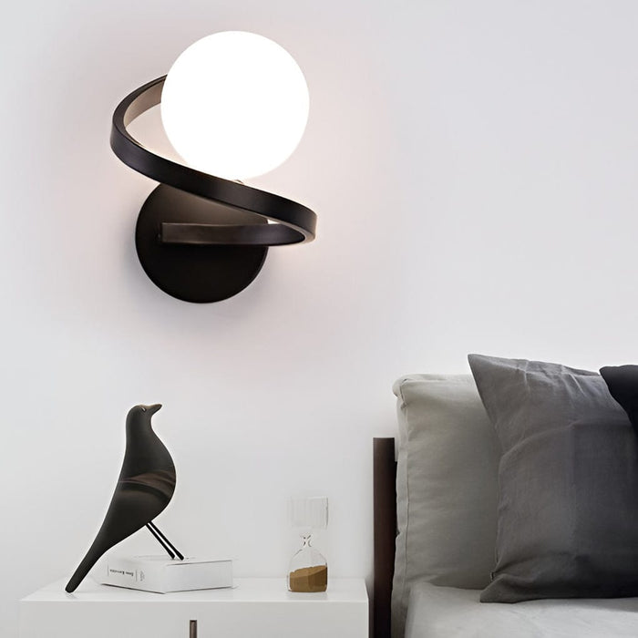 Curved Metal LED Wall Sconce G9 Iron Glass 3000K/6000K Nordic Modern Bedside Black Gold 7.87'' | NordaLight