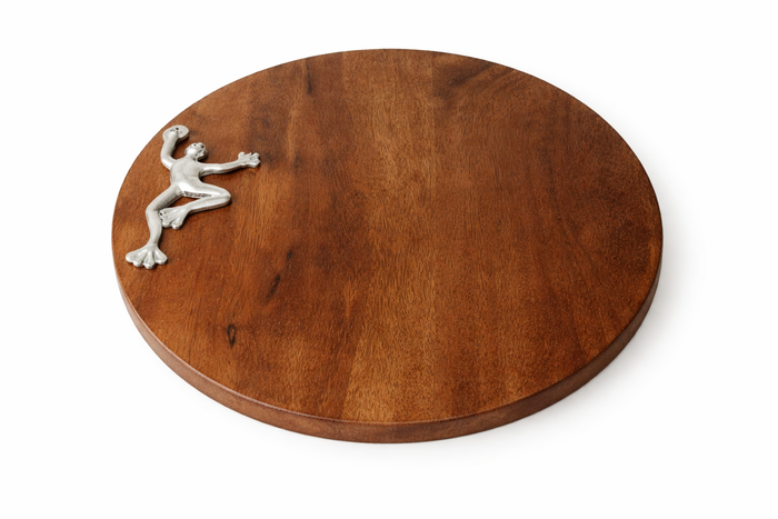 Decorative Mango Wood Platter with Aluminium Frog – Kitchen & Table Use