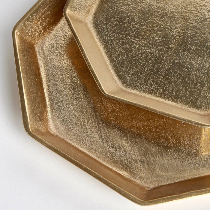Dezi Octagonal Gold Serving Trays - Set of 2 Geometric Aluminum Trays Napa Home & Garden