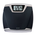 Taylor digital bath scale with high capacity in black and silver front view with a large LCD display