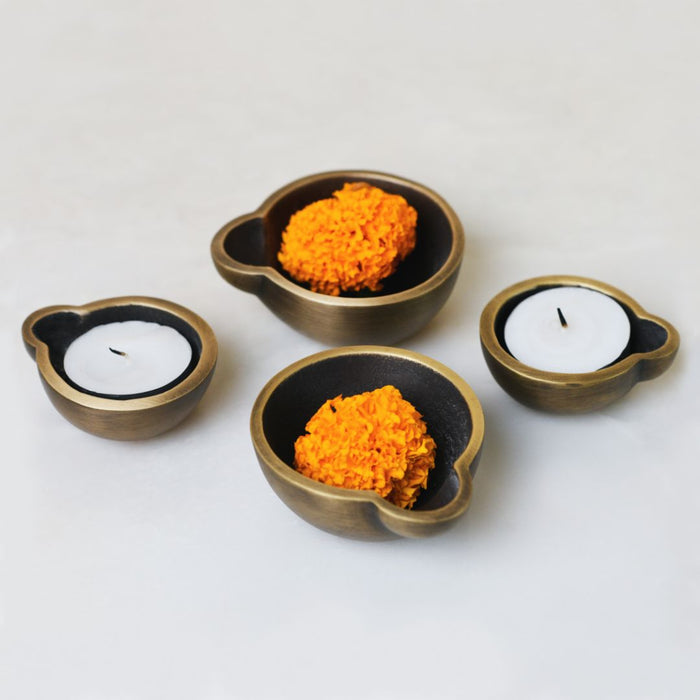 Diya Burnished Brass Tealight Holder - [Small/Large]