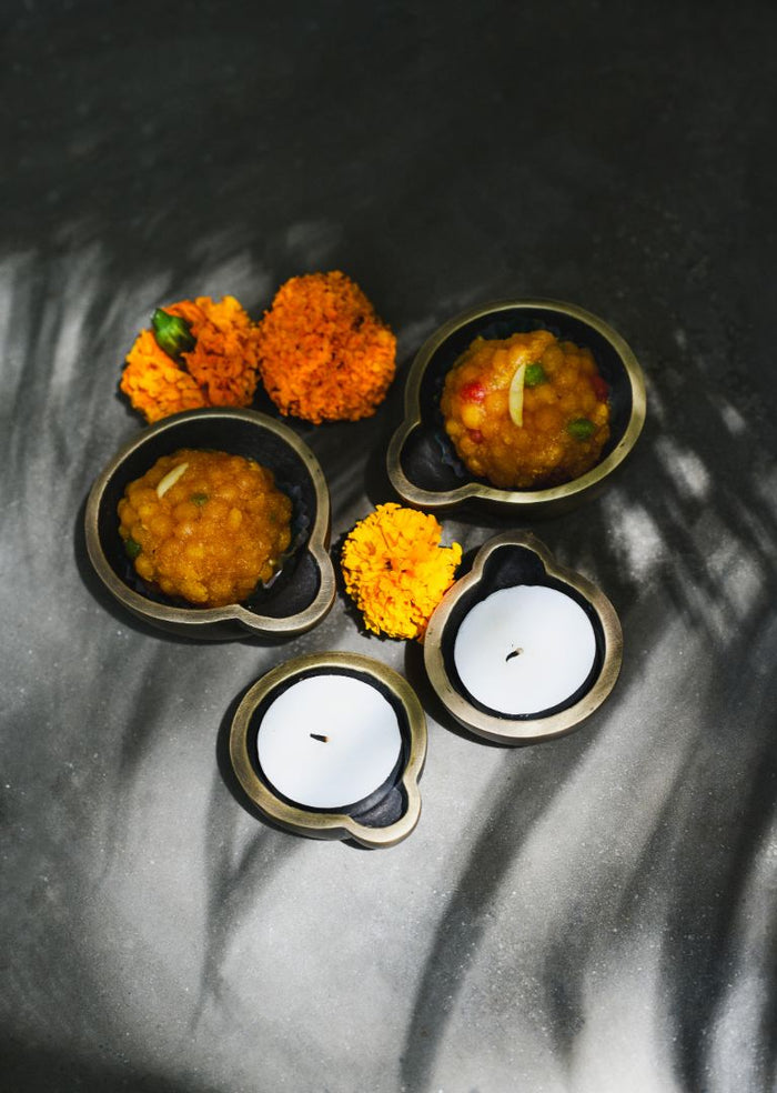 Diya Burnished Brass Tealight Holder - [Small/Large]