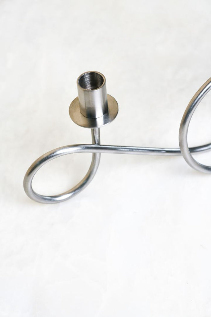 Double Loop Chrome Taper Candle Holder