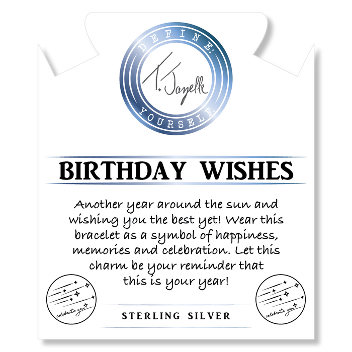 Earth Jasper Stone Bracelet with Birthday Wishes Sterling Silver Charm