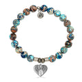 Earth Jasper Stone Bracelet with Heart of Angels Sterling Silver Charm