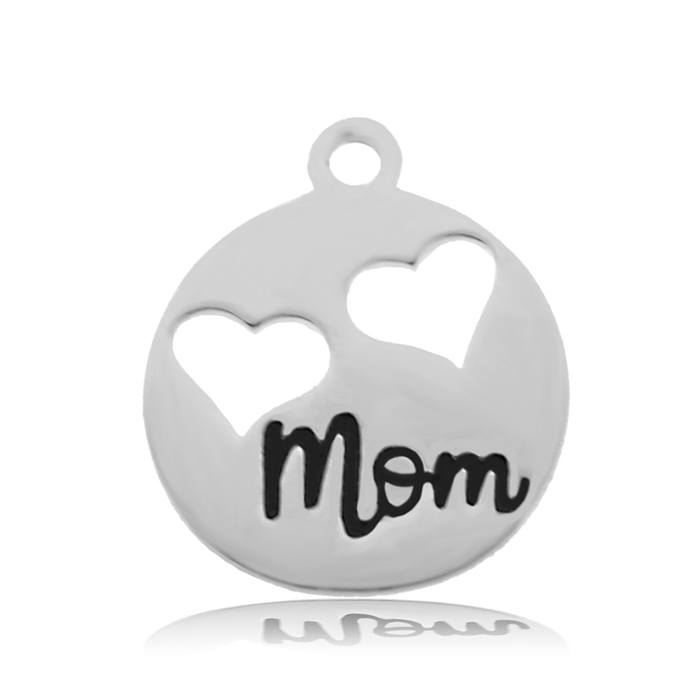 Earth Jasper Stone Bracelet with Mom Hearts Sterling Silver Charm