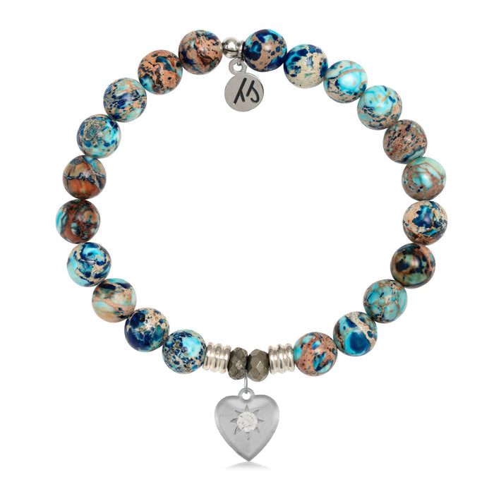 Earth Jasper Stone Bracelet with Self Love Sterling Silver Charm