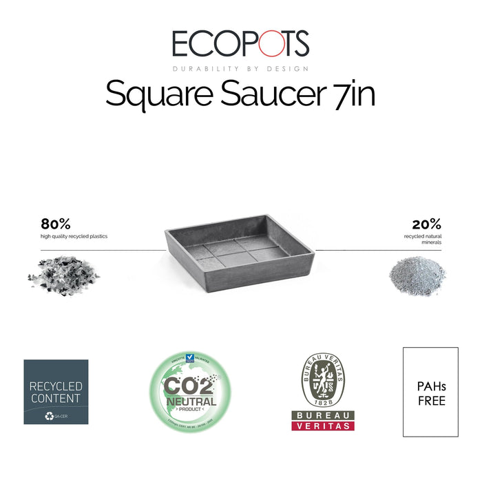 Small Square Saucer - 11 in x 11 in x 1.25 in - Grey - Grey,11 in x 11 in x 1.25 in
