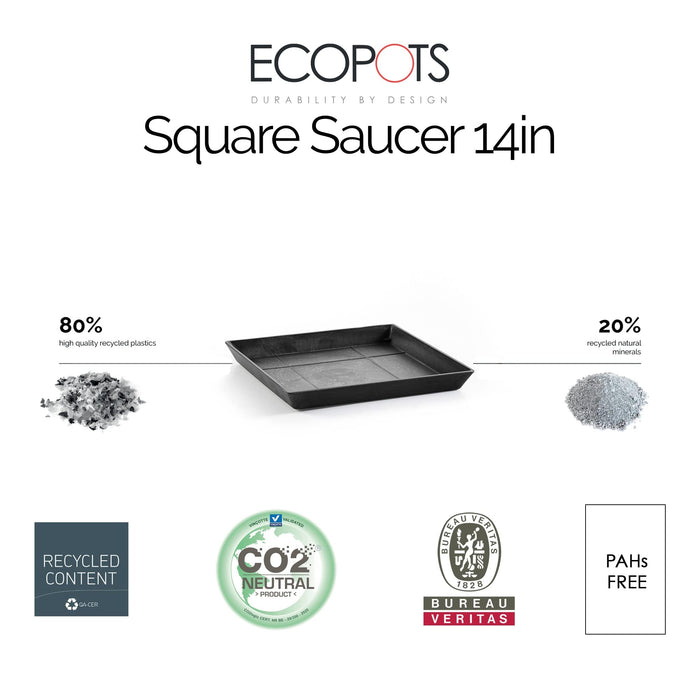 Small Square Saucer - 14 in x 14 in x 1.5 in - Dark Grey - Dark Grey,14 in x 14 in x 1.5 in