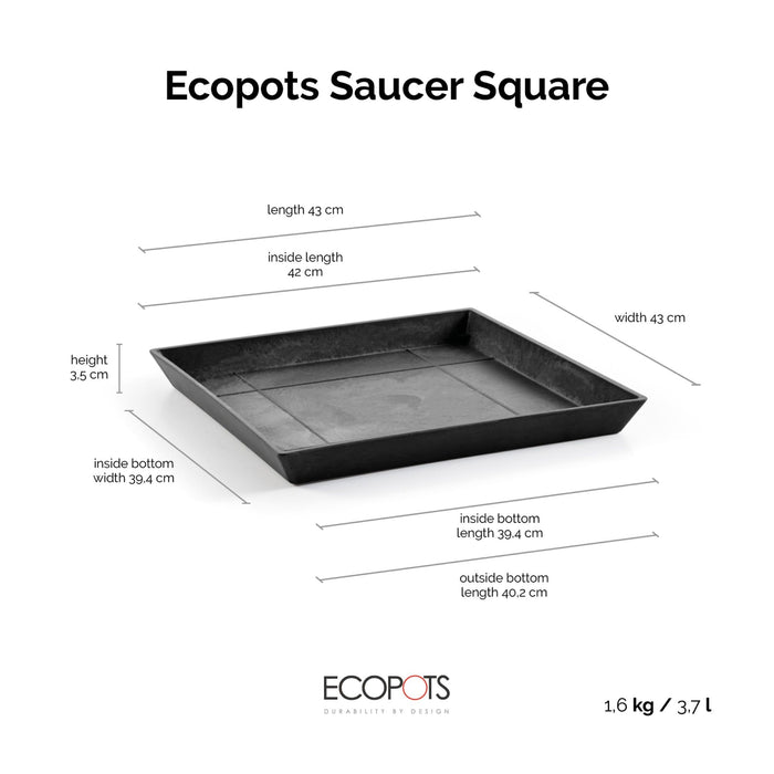 Small Square Saucer - 17 in x 17 in x 1.5 in - Dark Grey - Dark Grey,17 in x 17 in x 1.5 in