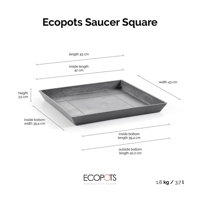 Small Square Saucer - 17 in x 17 in x 1.5 in - Grey - Grey,17 in x 17 in x 1.5 in