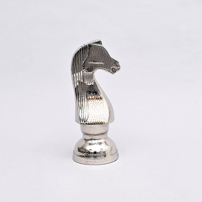 Elegant Aluminium Chess Horse Decor – Nickel Finish