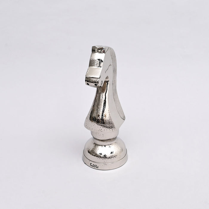 Elegant Aluminium Chess Horse Decor – Nickel Finish