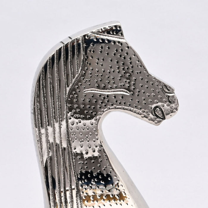 Elegant Aluminium Chess Horse Decor – Nickel Finish