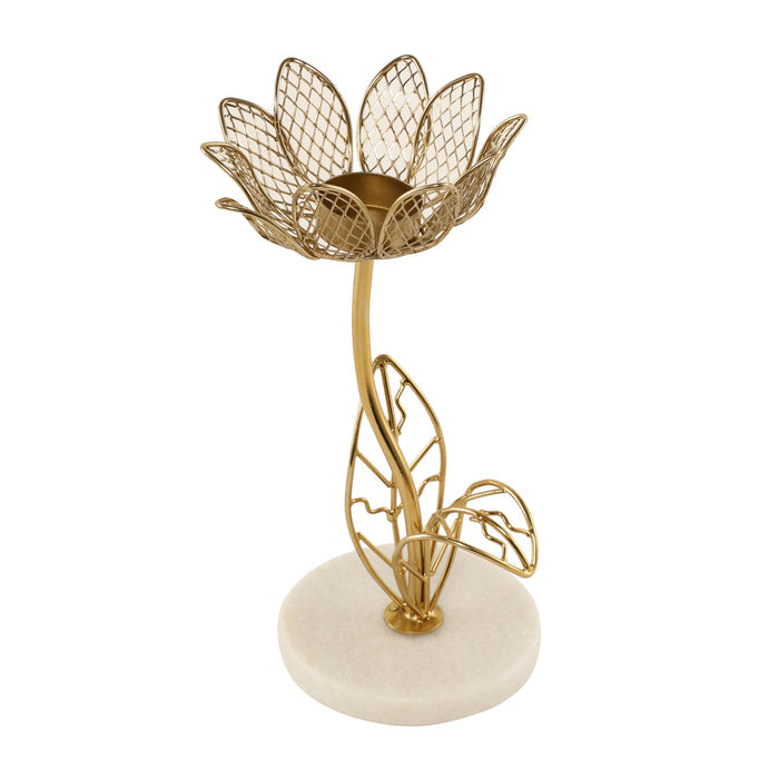 Elegant Kamal Marble Tealight Candle Stand Holder | Lotus Design