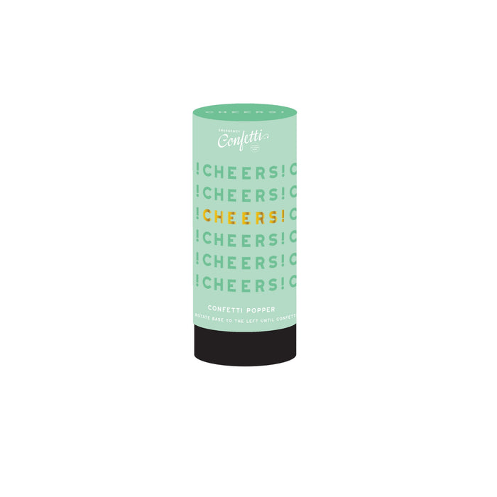Emergency Confetti Cheers Confetti Popper in seafoam green with black base