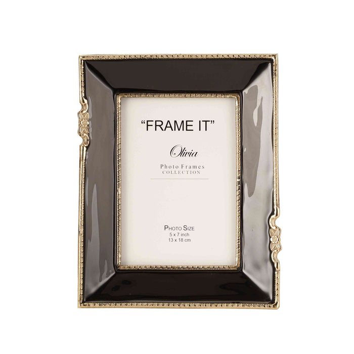 Enamel Embrace Jet Black Frame | Sleek Photo Display for Modern Decor