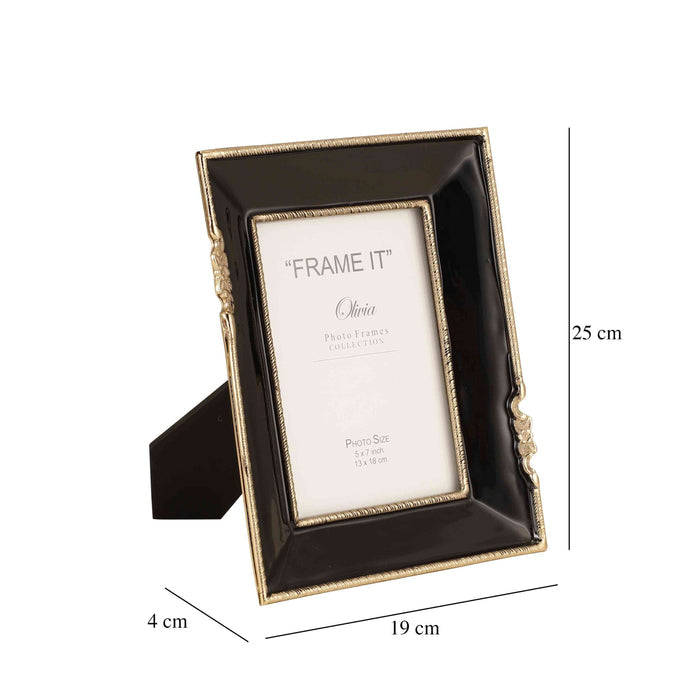Enamel Embrace Jet Black Frame | Sleek Photo Display for Modern Decor