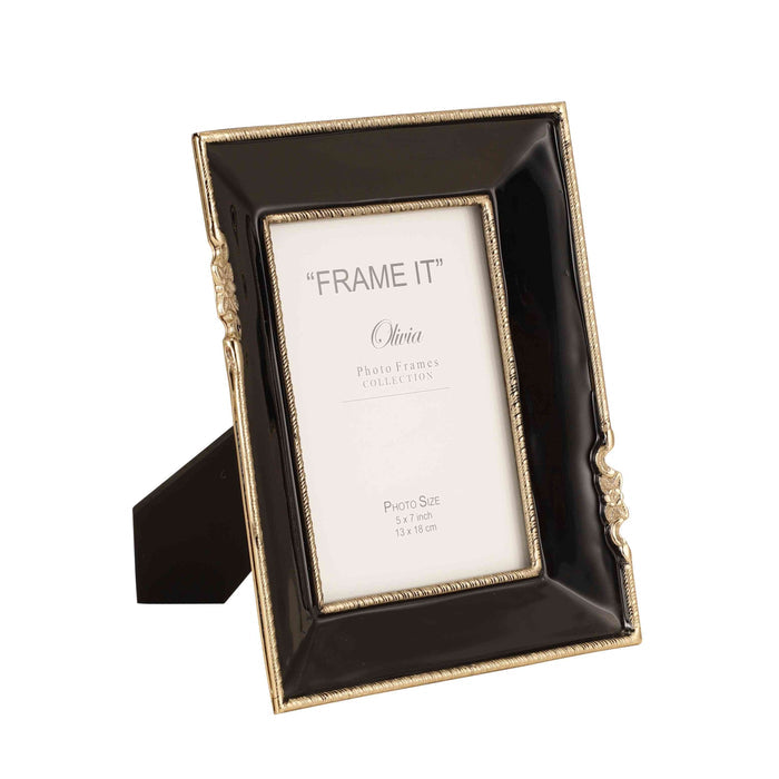 Enamel Embrace Jet Black Frame | Sleek Photo Display for Modern Decor