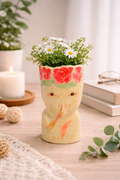 Ethnic Tribal Face Metal Vase for Home & Office Décor