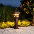 European Style External Post Light Coffee Aluminum Glass Lantern 12W 43 Inch Courtyard Garden | NordaLight