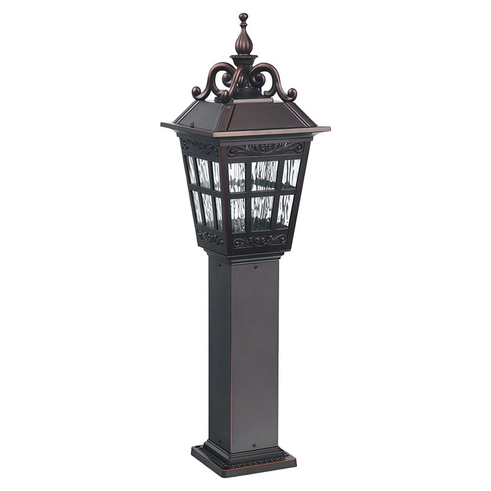 European Style External Post Light Coffee Aluminum Glass Lantern 12W 43 Inch Courtyard Garden | NordaLight