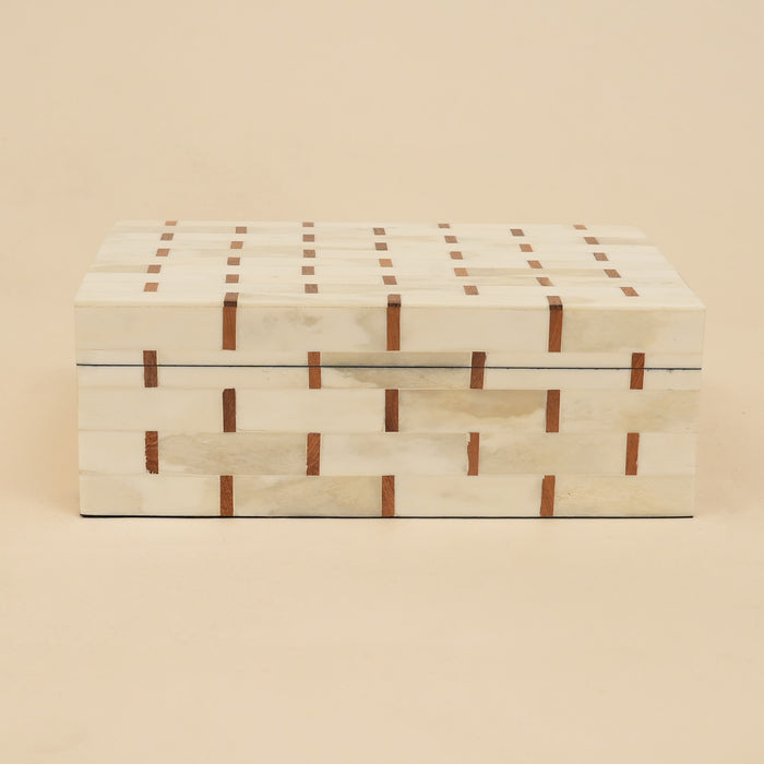 Brick Pattern Inlay Box Set of 2 handcrafted in India