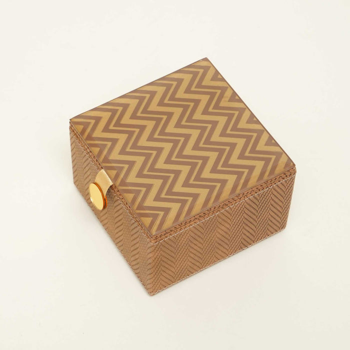 Expobazaar Brown Rexine Keepsake Box with Printed Glass Top