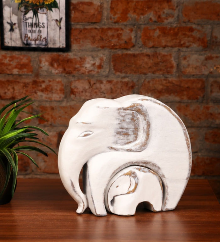 Expobazaar Elegant Elephant Family Resin Sculpture for Home Decor