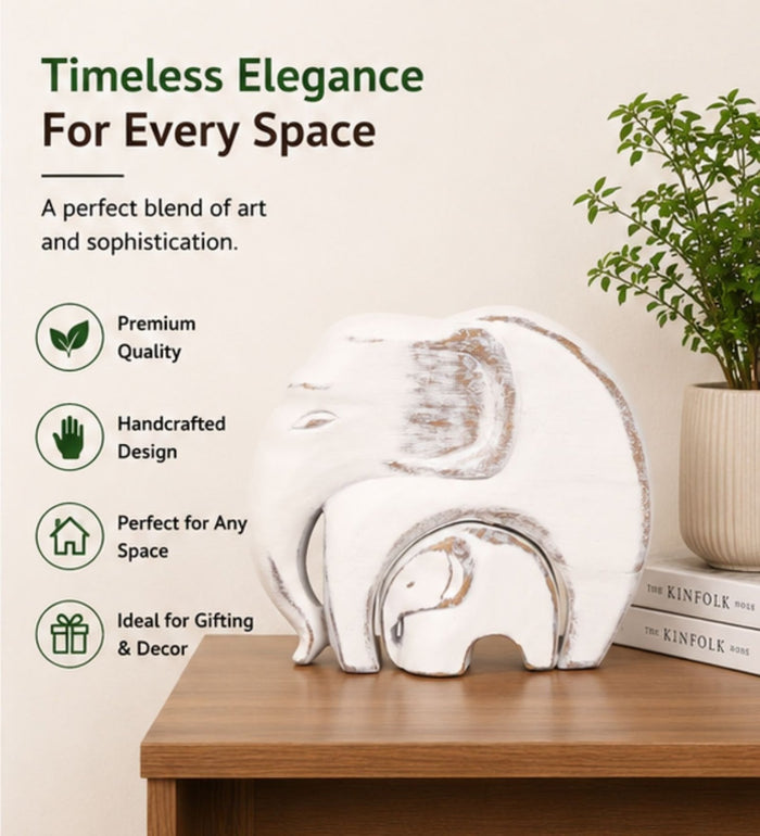 Expobazaar Elegant Elephant Family Resin Sculpture for Home Decor