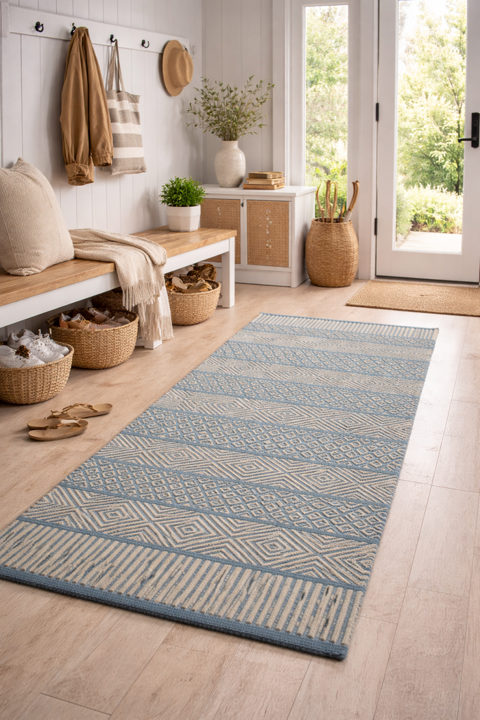 Expobazaar | Geometrical Melange the Vibrant Voyage | Hand-Tufted Wool Hallway Art