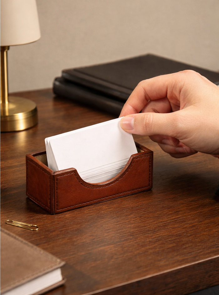 Expobazaar Leather Card Holder – Elegant Professional Desk Accessory