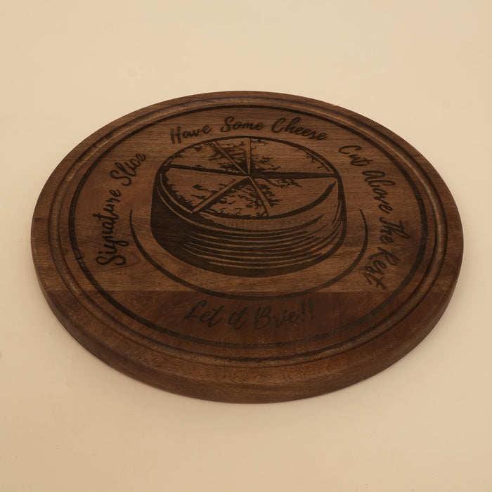 Handcrafted mango wood round cheese board platter
